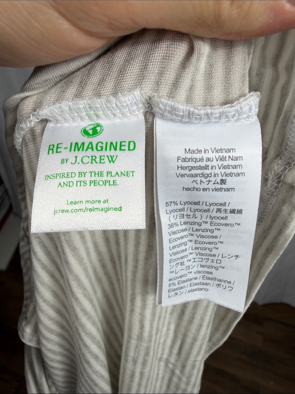 J. Crew Eco Dreamiest Long-Sleeve Pajama Set‎ in Gray Stripe. - Picture 16 of 16